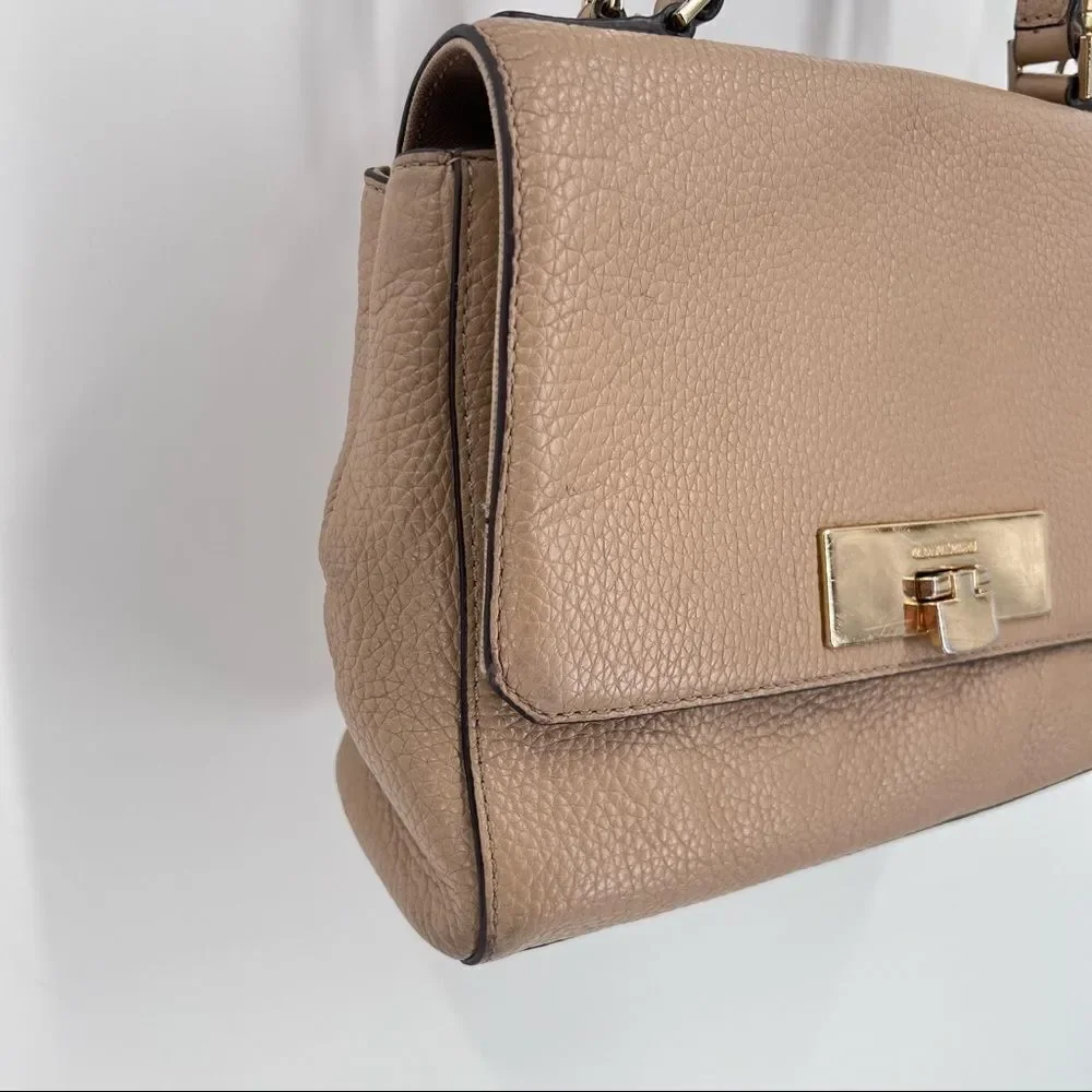 Michael Kors Callie Satchel‎ Crossbody Camel Purse pebble leather